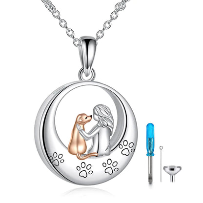 TIGER RIDER Sterling Silver Dog Urn Necklace for Ashes Dog Memorial Keepsake Cremation Jewelry Gifts for Women Dog Lovers