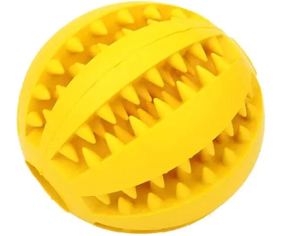 Dog Treat Toy Ball Dog Tooth Cleaning Toy Interactive Dog Toys Dog Puzzle Teething Toys Ball (Yellow 2.36" 6cm)