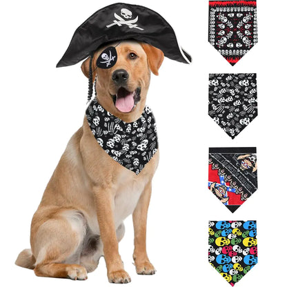 Dog Halloween Costume Pirate Dog Costume Pet Pirate Hat with Blindfold Bandanas Halloween Dog Cat Costumes Accessories 6 Pcs